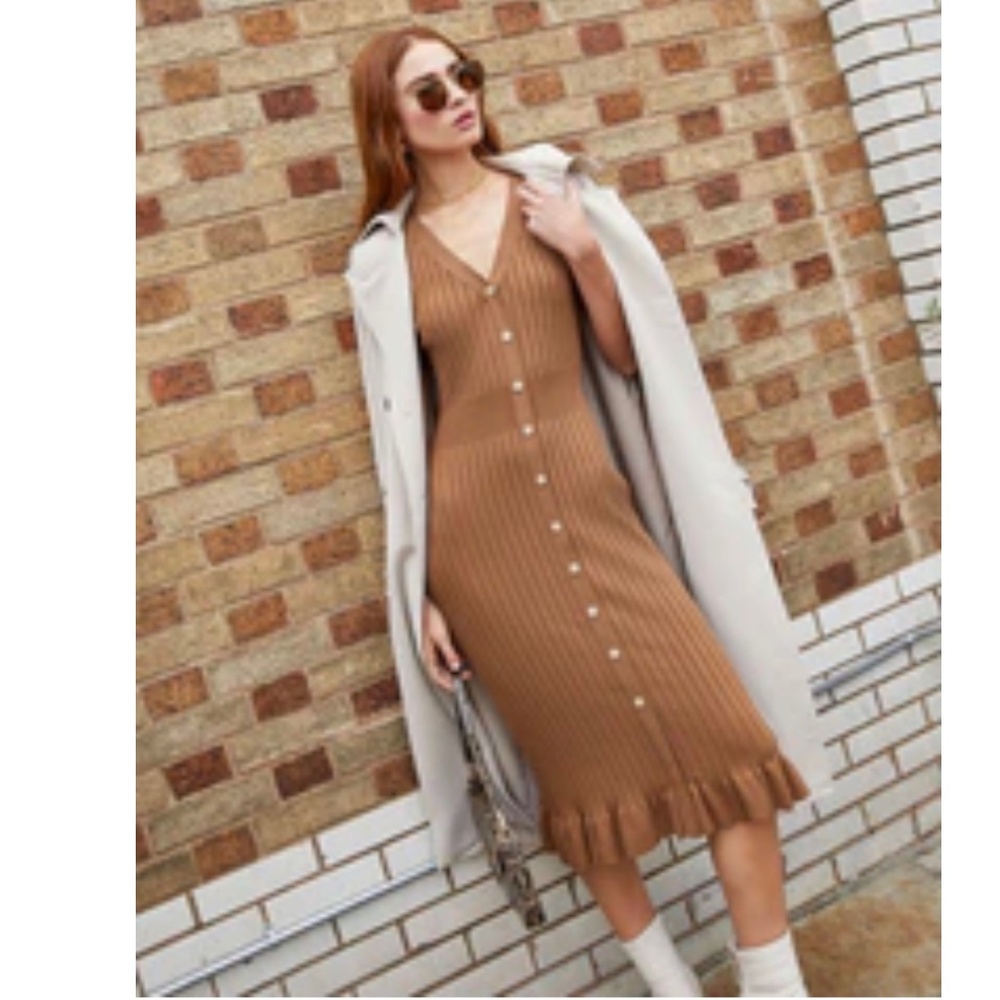 Brown midi dress